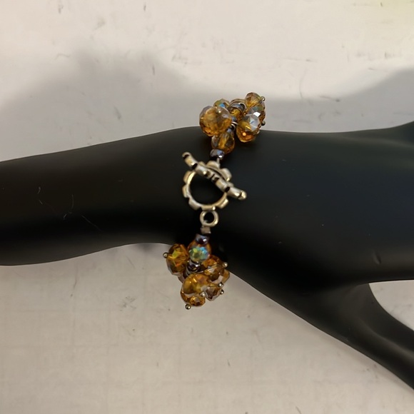 Bracelet - silver tone - faceted beads - toggle clasp - (#0779) - Picture 2 of 2